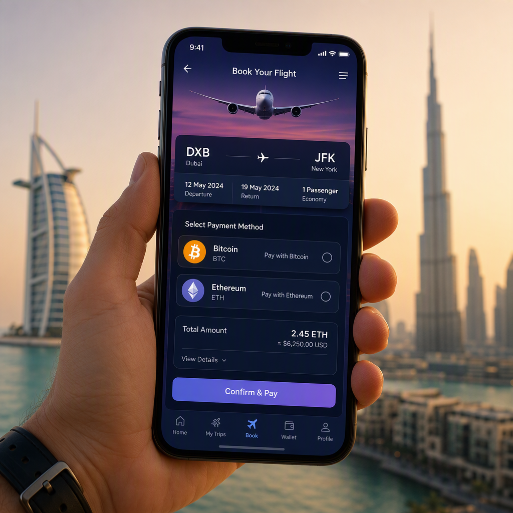 خرید بلیط هواپیمایی امارات با رمزارز